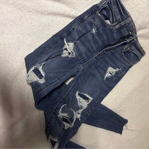 American Eagle Outfitters Ripped Dark Blue Skinny Jeans